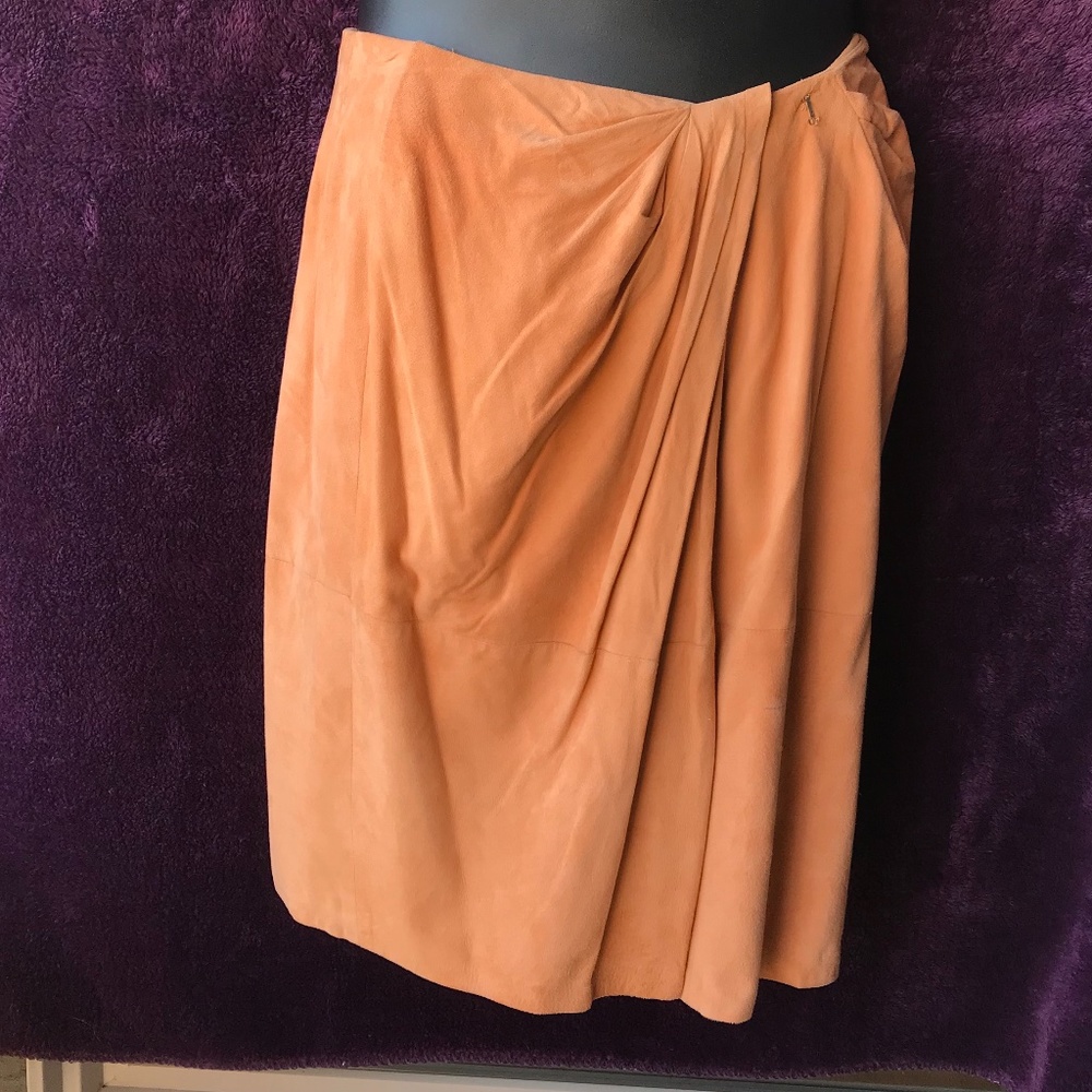 Anne Klein II short chamois suede wrap skirt 8
